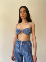 BABY BLUE PLEAT OYSTER BRA