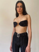 BLACK PLEAT OYSTER BRA