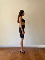 BLACK PLEAT BIKER TIGHTS