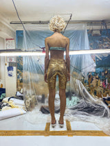 GOLD SEQUIN BIKER TIGHTS