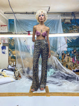 LEOPARD SEQUIN FLARED TIGHTS