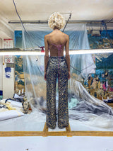 LEOPARD SEQUIN FLARED TIGHTS