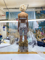 SILVER/GOLD SEQUIN BIKER TIGHTS