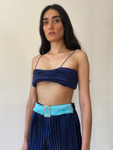 NAVY BLUE PLEAT YORGAN BRA