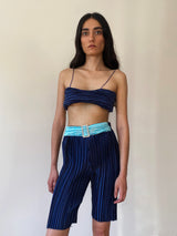 NAVY PLEAT BIKER TIGHTS