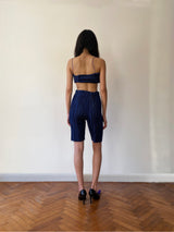 NAVY BLUE PLEAT YORGAN BRA