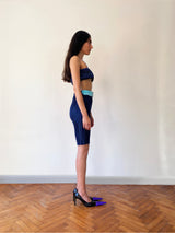 NAVY PLEAT BIKER TIGHTS