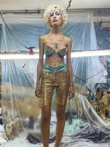GOLD SEQUIN OYSTER BRA
