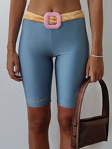 LIGHT BLUE YORGAN BELT BIKER TIGHTS