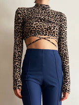 LEOPARD OPENED BACK CROP Top