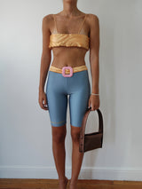 LIGHT BLUE YORGAN BELT BIKER TIGHTS