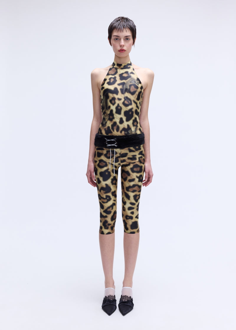 Leopard Midi Fur Belt tights