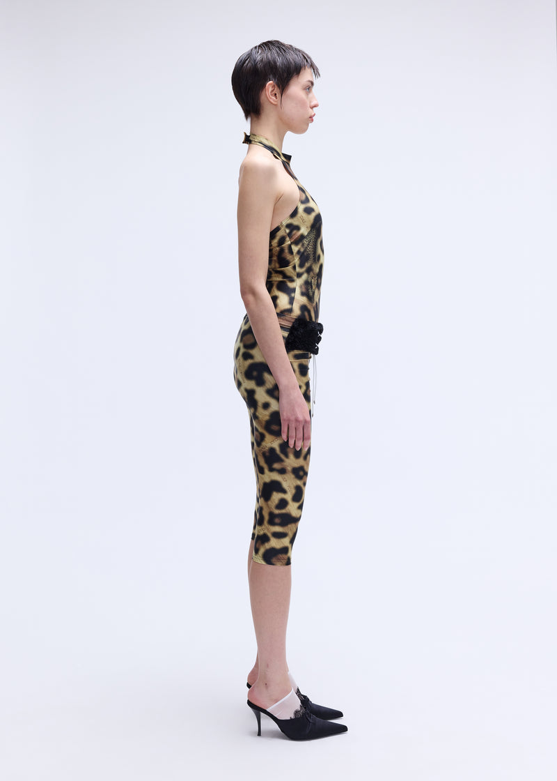 Leopard Midi Fur Belt tights