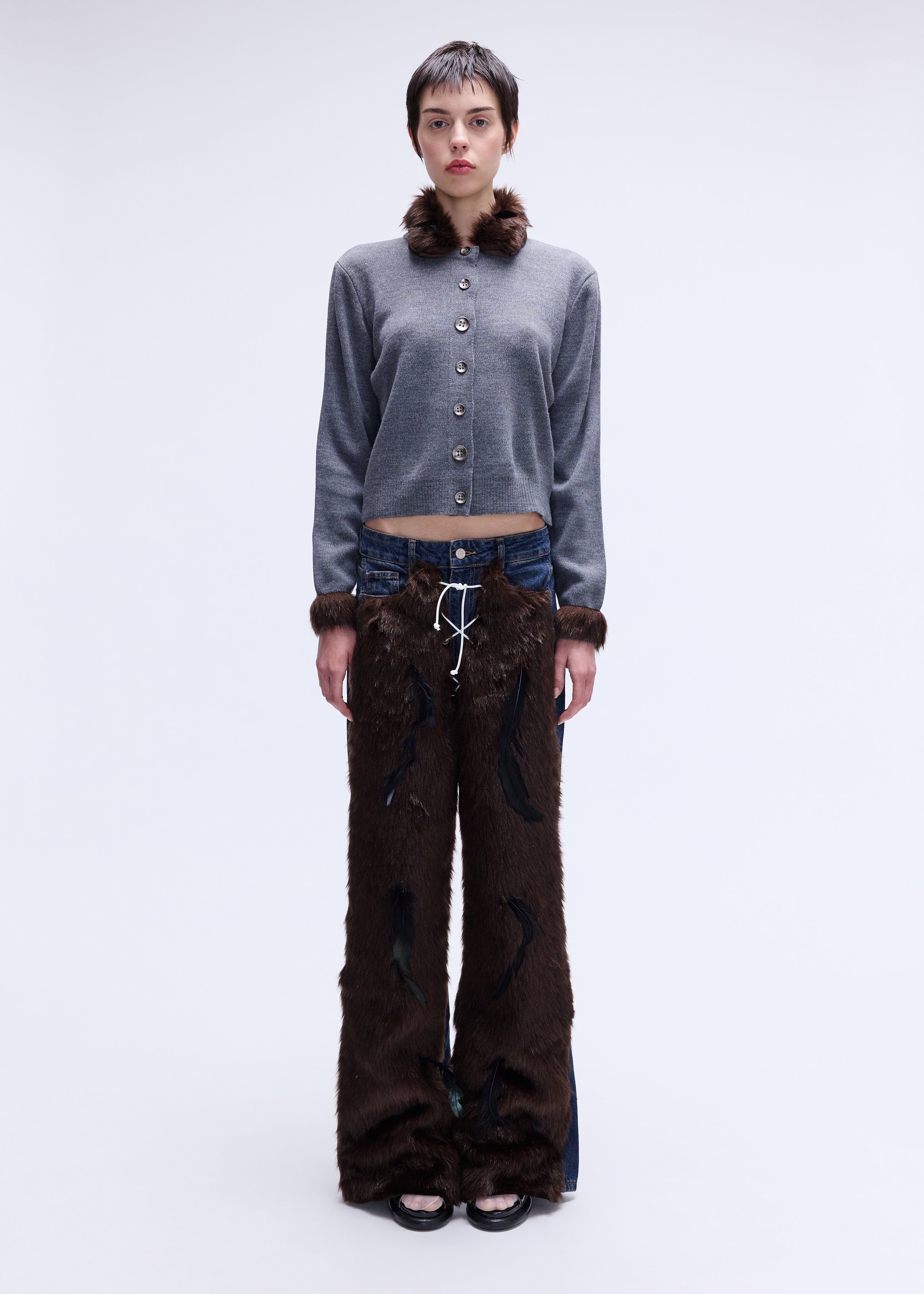 Faux-fur tailored-cut jeans – CULT FORM