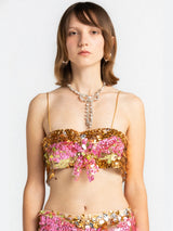 Gold & Pink Bow Sequin Bra