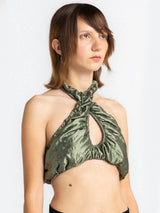 Sea Kelp Gathered Yorgan Halter Neck Top