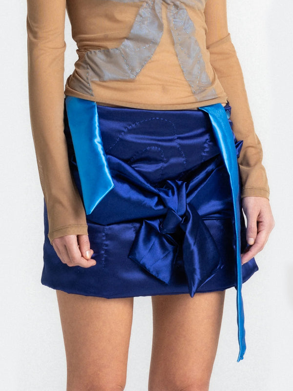 Navy Blue Bow Mini Skirt