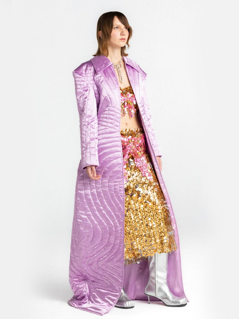 Lilac Quilted Corset Trenchcoat