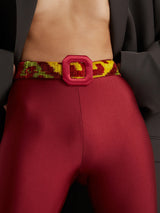 BURGUNDY VELVET BELT TIGHTS