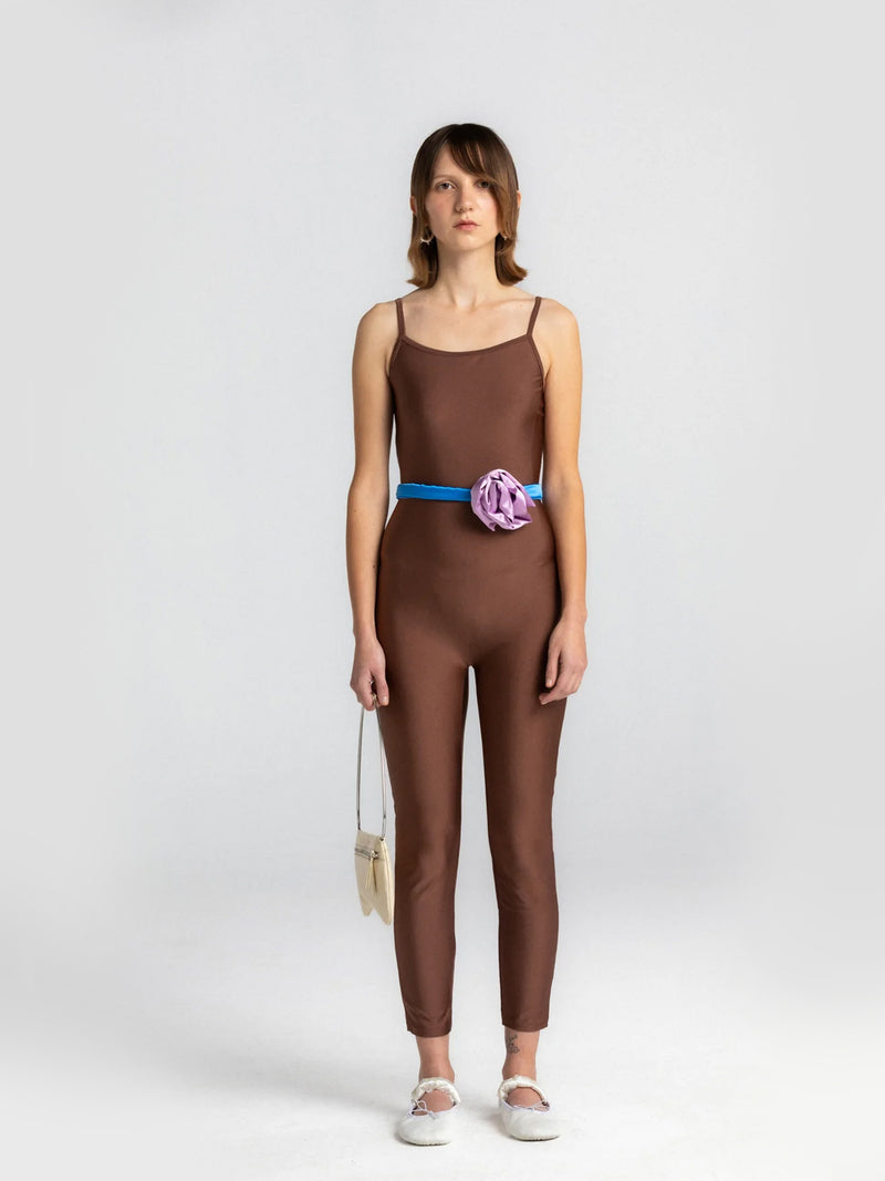 Brown Long Jersey Catsuit