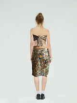 GOLD-GREEN SEQUIN BANDANA TOP
