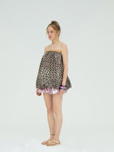 LEOPARD SEQUIN BALLOON MINI DRESS