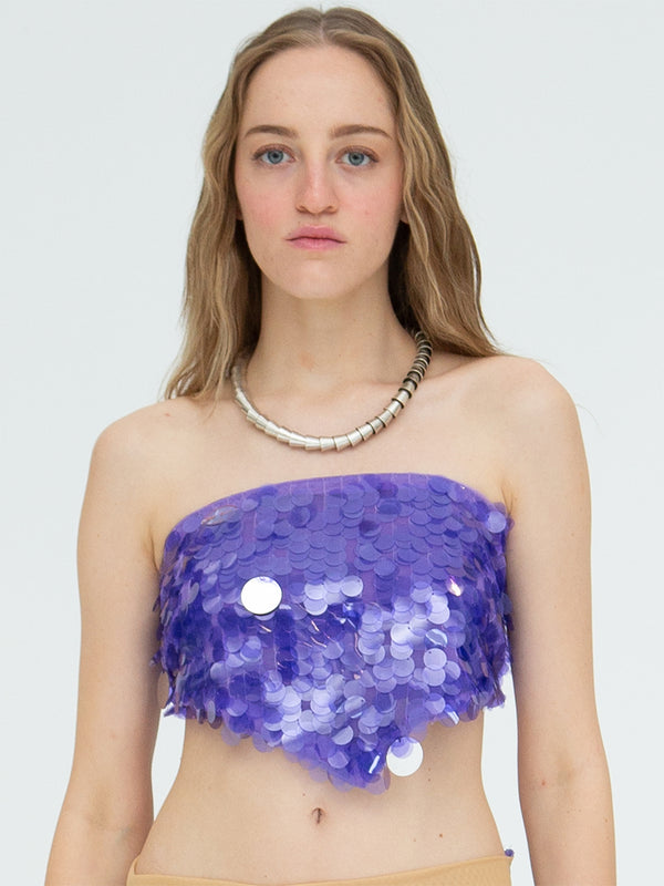 PURPLE SEQUIN BANDANA TOP