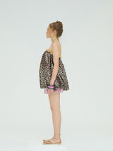 LEOPARD SEQUIN BALLOON MINI DRESS