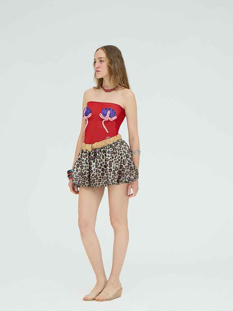 LEOPARD SEQUIN BALLOON MINI SKIRT CULT FORM