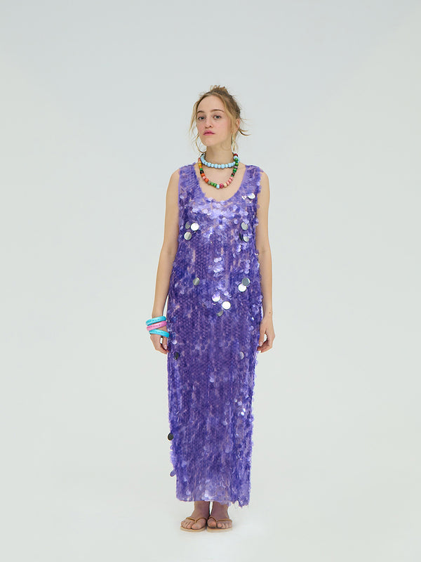 PURPLE SEQUIN MAXI DRESS