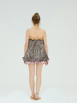 LEOPARD SEQUIN BALLOON MINI DRESS