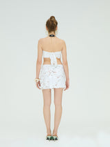 WHITE SEQUIN BANDANA TOP