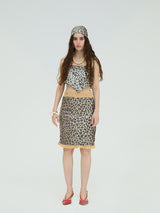 LEOPARD SEQUIN MIDI SKIRT