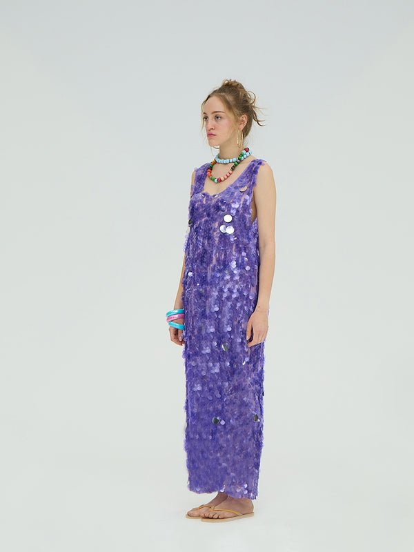 PURPLE SEQUIN MAXI DRESS