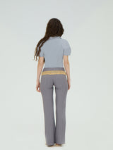 LEATHER BELT DETAILED GRAY PANTS