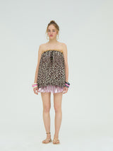 LEOPARD SEQUIN BALLOON MINI DRESS