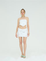 WHITE SEQUIN MINI SKIRT