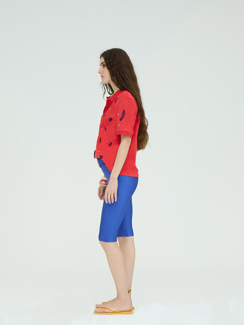 RED EMBROIDERY POLO SHIRT