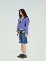 LEATHER BELT BLUE CAPRI FLARED JEANS