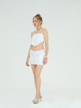 WHITE SEQUIN BANDANA TOP