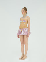 LIGHT PINK SEQUIN BALLOON MINI SKIRT