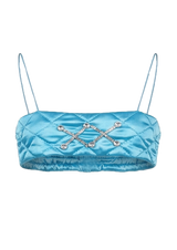 Blue Argyle Embroidery Yorgan Bra