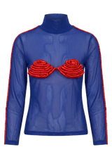 Blue Long Seeve Spiral Design top