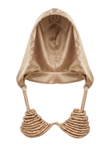 Nude Spiral Design Hooded Bra