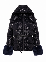 SEQUIN PUFFER JACKET with Fur