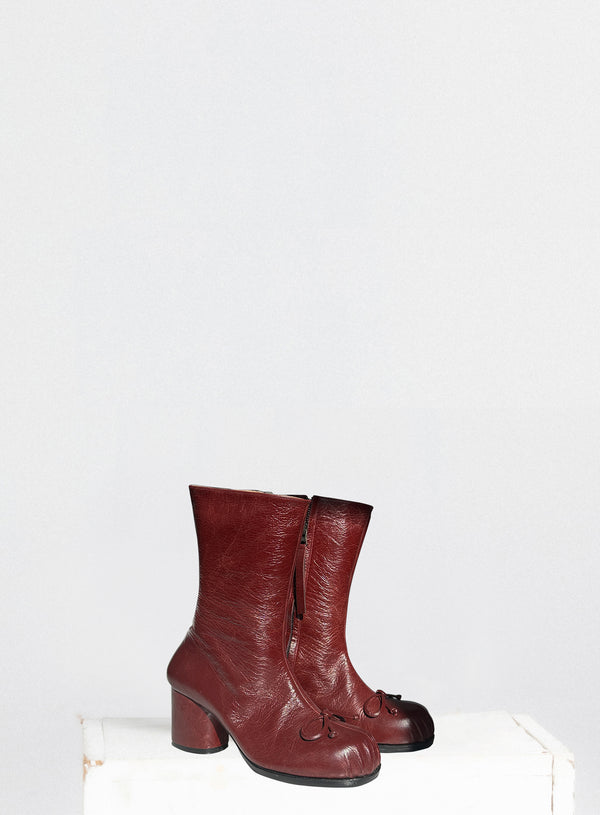 Burgundy Bow Boots