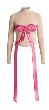 Porcelean Nude Dissolved Pink Bow Top