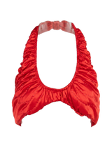 Red Gathered Yorgan Halter Neck Top