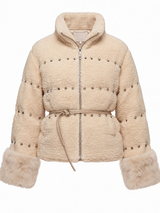 Tan Plush Yorgan Puffer with Belt