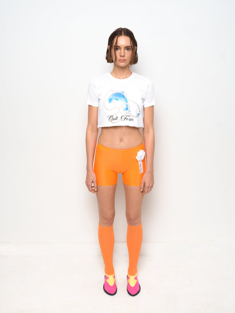 Neon Orange Ribbon mini short